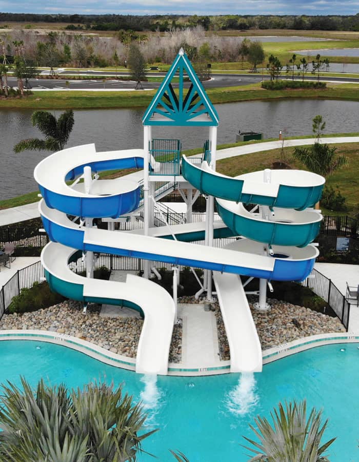double flume water slide with custom canopy