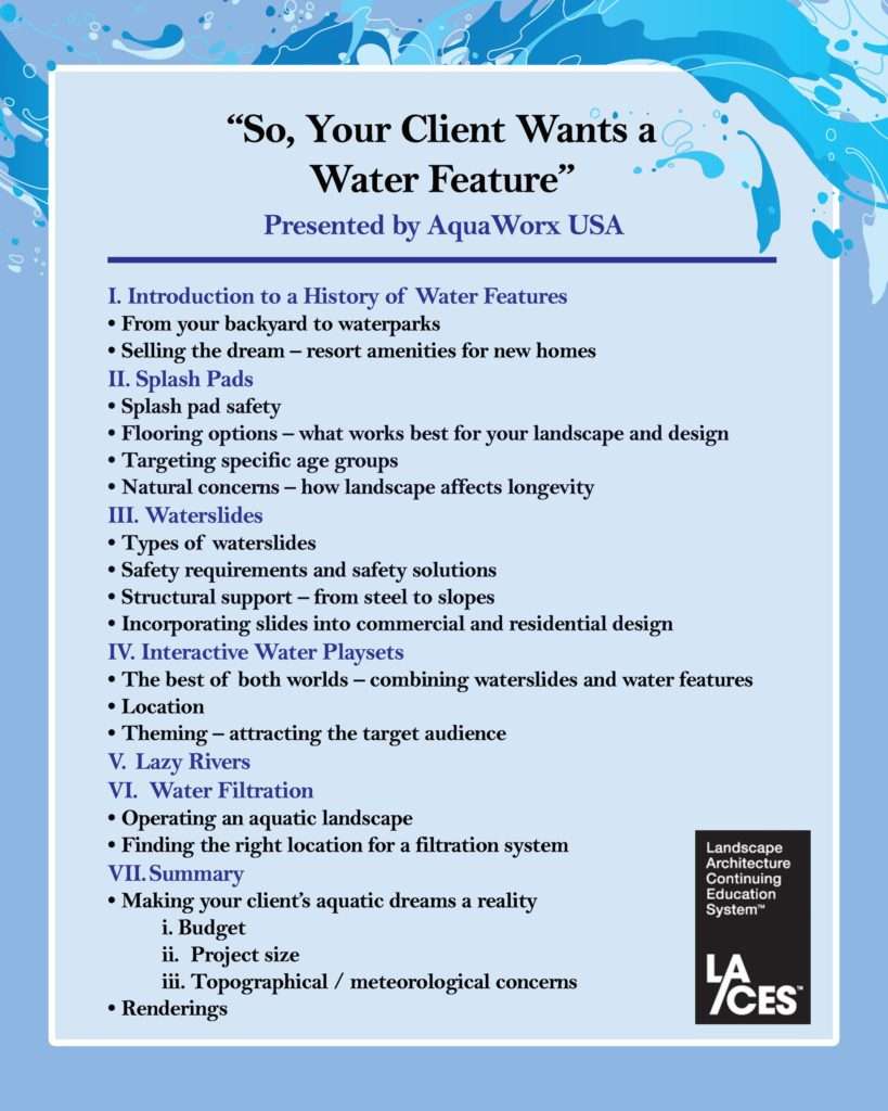 Water Feature Specification CEU Class