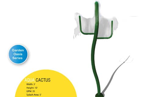 rendering of spraying cactus water feature with product specifications