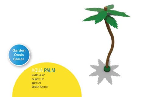 rendering of palm tree water feature with product specifications 