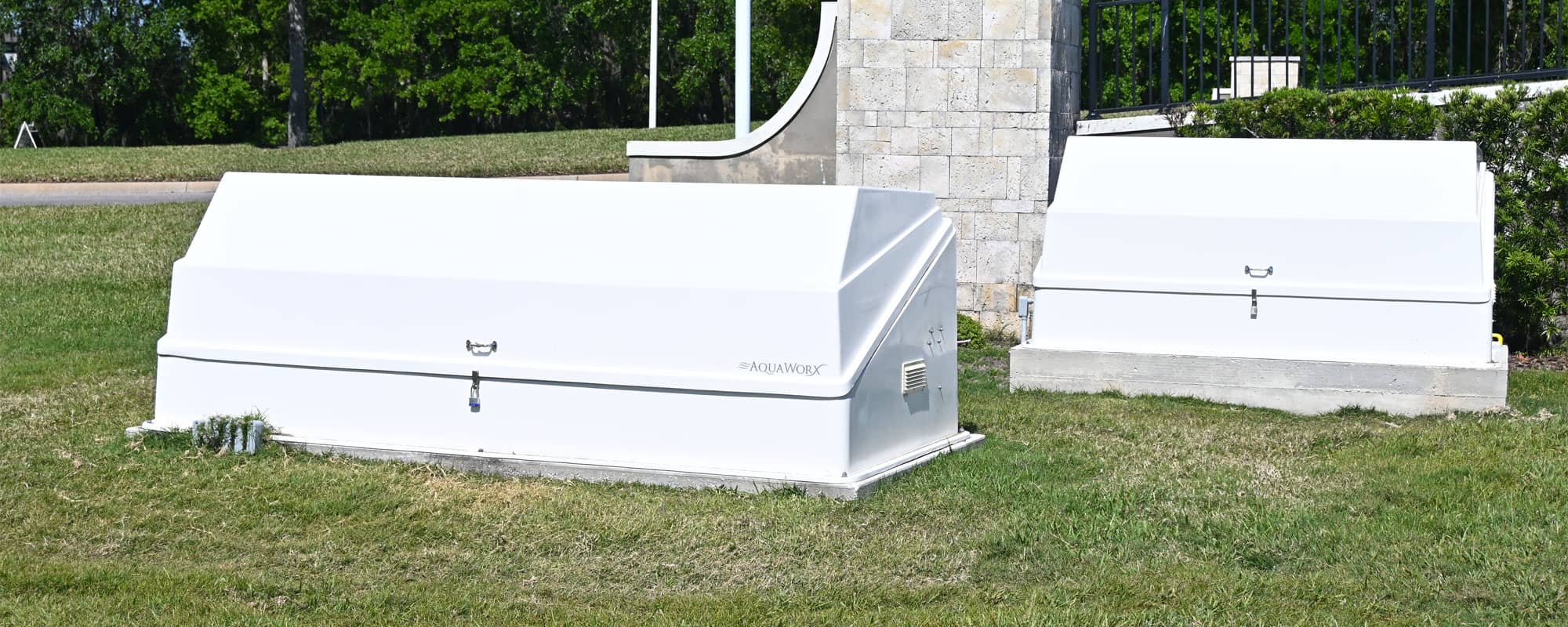 white filtration equipment cabinets for fountain