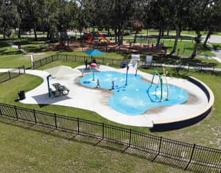 community park master plan design with playground and splash pad