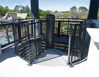 entrance to waterslide's spiral staircase