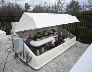 DE filtration system and pumps for swimming pool