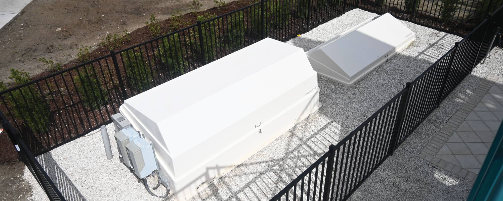 white waterslide hydraulic equipment packs