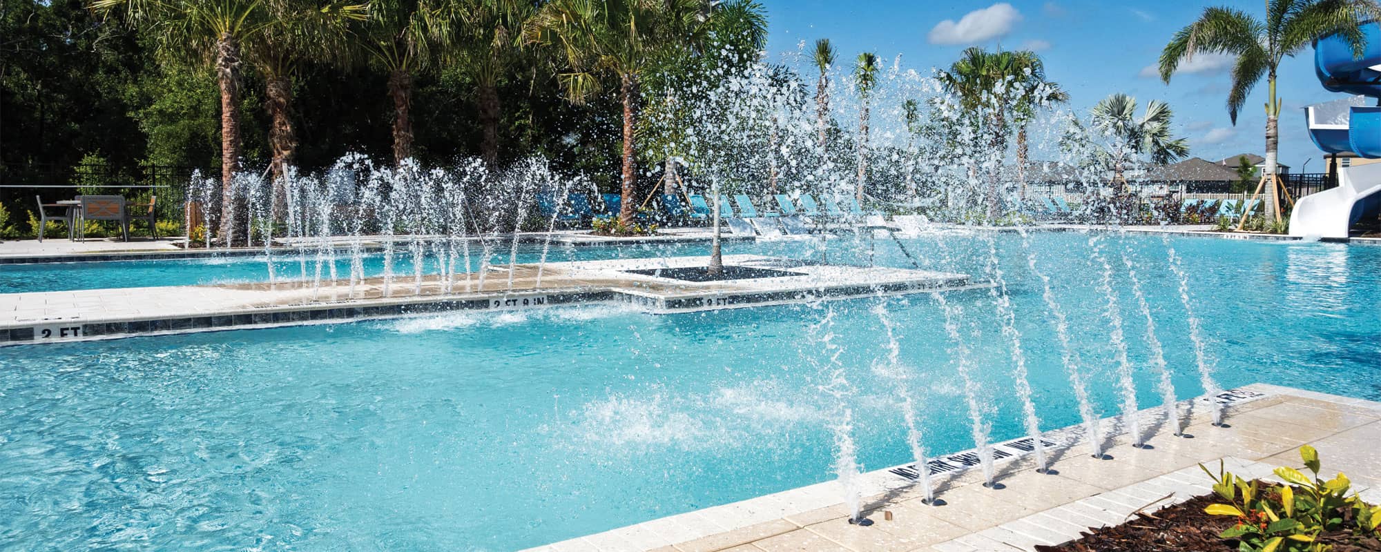 close-up view of the swimming pool deck jets
