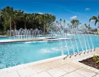 close-up view of the swimming pool deck jets