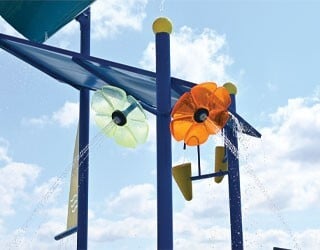 acrylic flower sprayers on a water playset