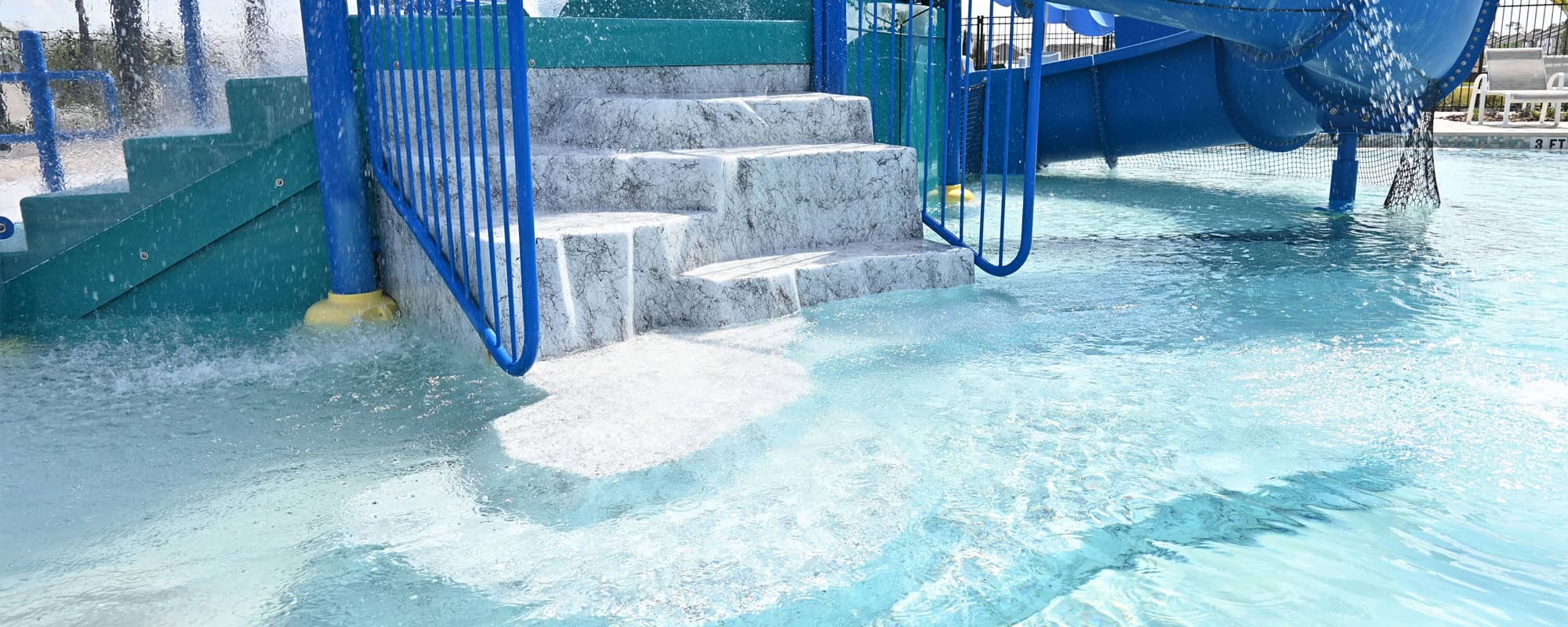 rock wall steps on a water playset
