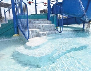 rock wall steps on a water playset