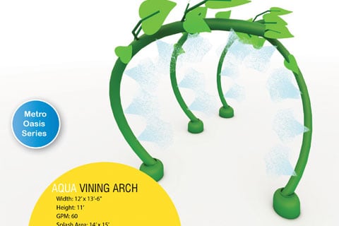 rendering of spraying arches with decorative acrylic leaves
