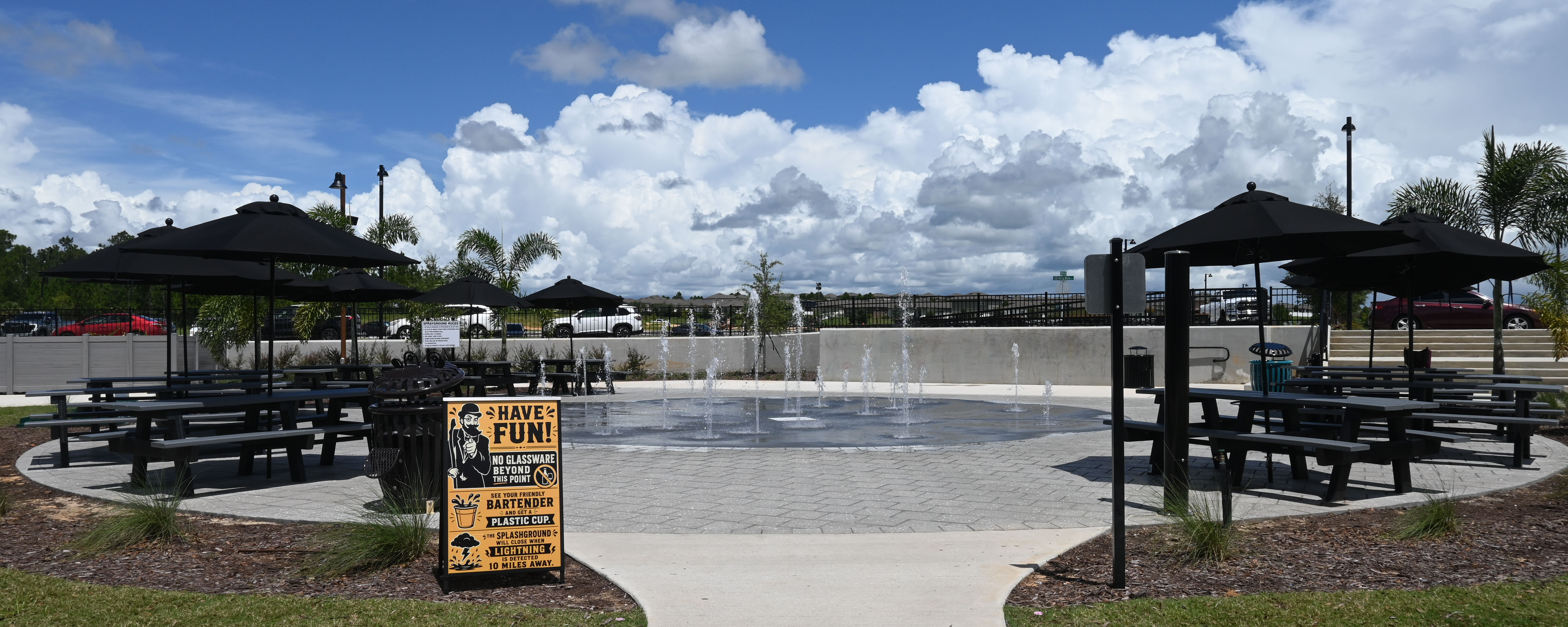 View of the splashground as you enter the aquatic environment.