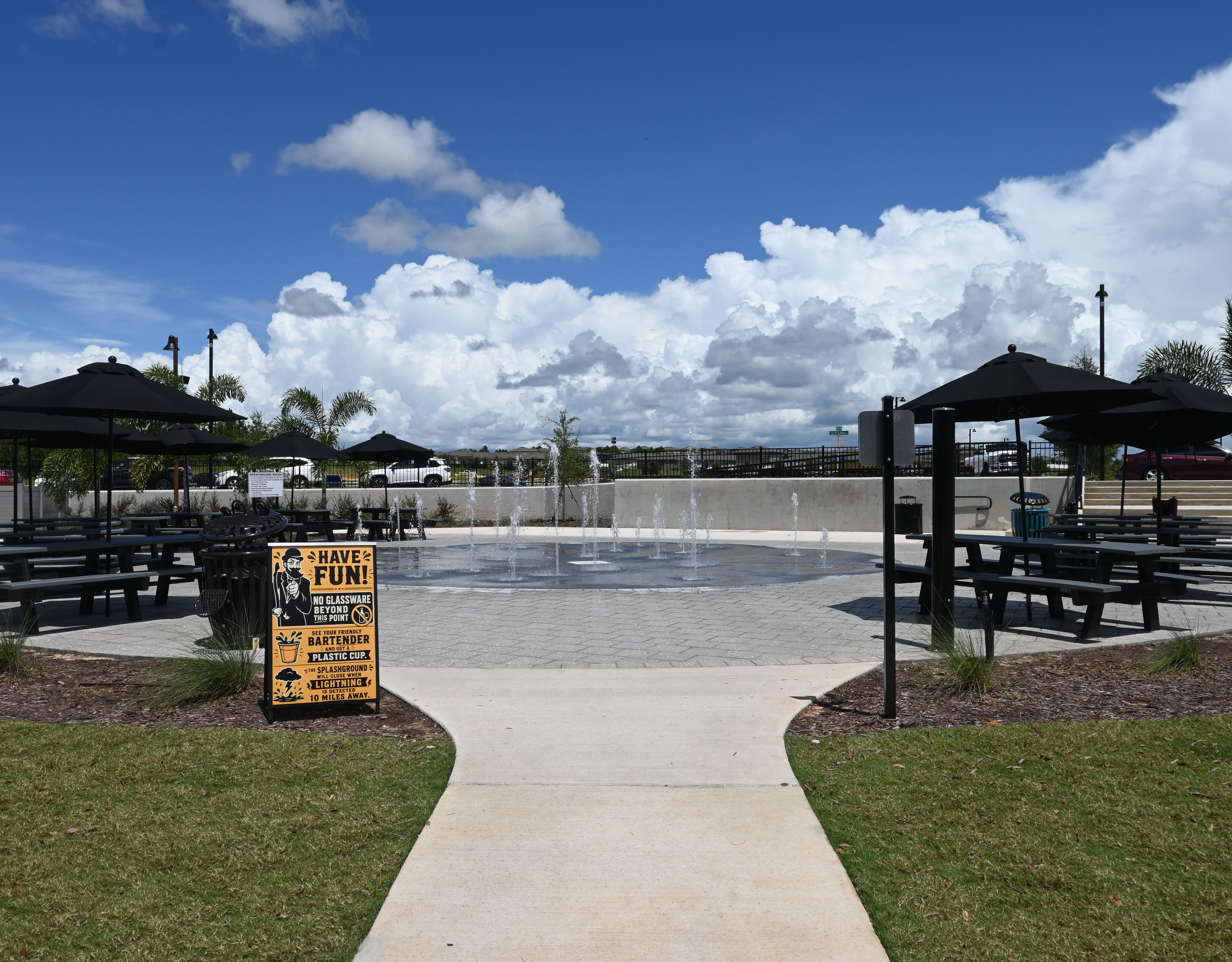 View of the splashground as you enter the aquatic environment.